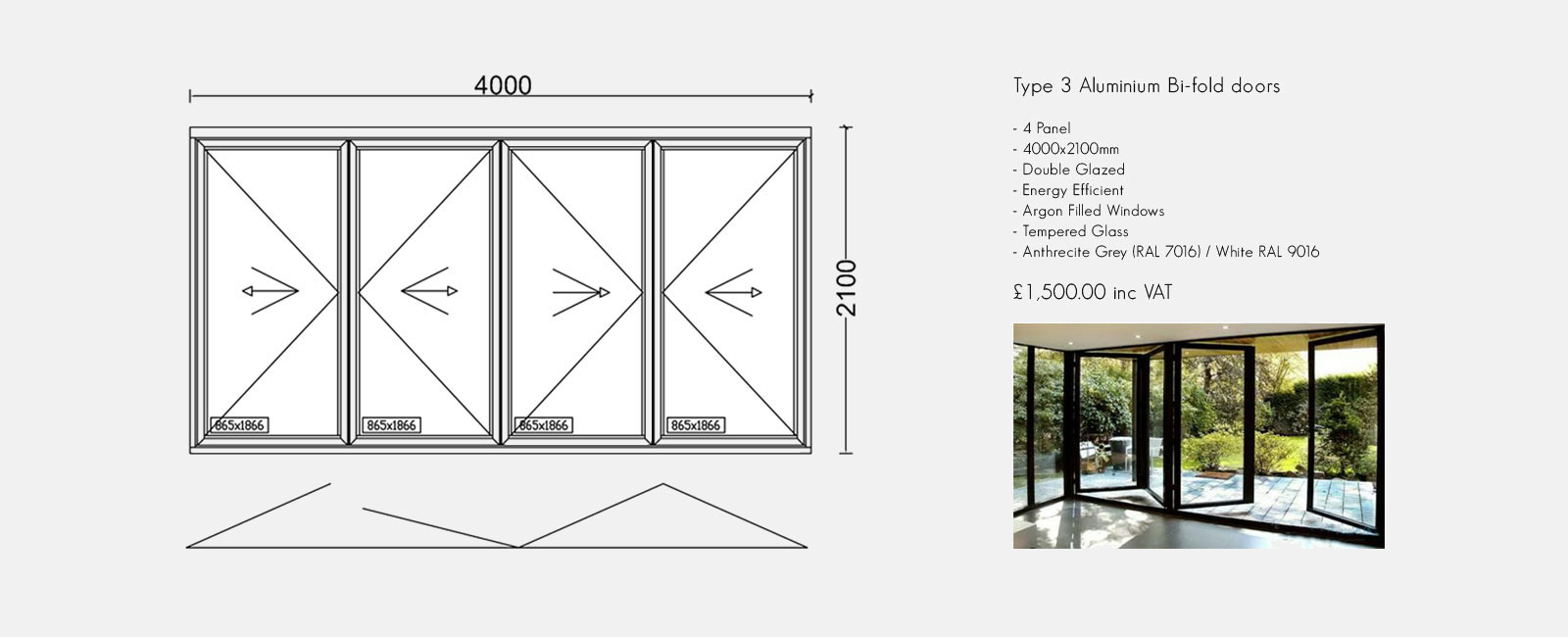 Technical drawings of aluminium bifold doors